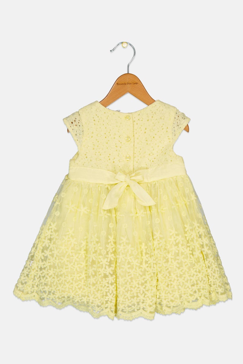 Hamleys Toddlers Girl Embroidered Sleeveless Dress, Yellow - Image 2